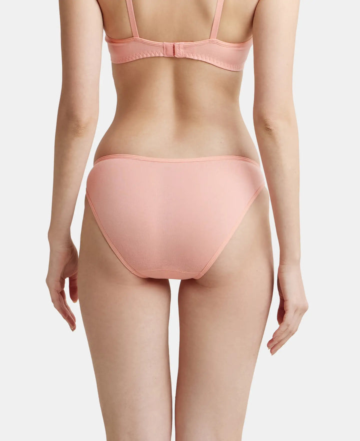 Super Combed Cotton Elastane Low Waist Bikini With Concealed Waistband and StayFresh Treatment - Candlelight Peach-3