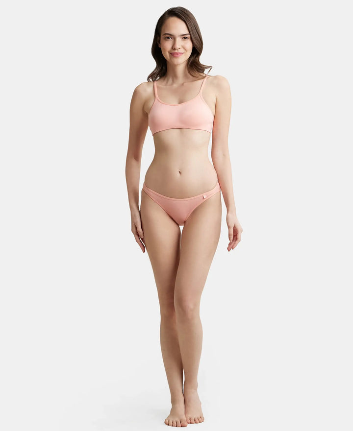 Super Combed Cotton Elastane Low Waist Bikini With Concealed Waistband and StayFresh Treatment - Candlelight Peach-4