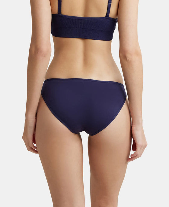 Super Combed Cotton Elastane Low Waist Bikini With Concealed Waistband and StayFresh Treatment - Classic Navy-3