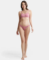 Super Combed Cotton Elastane Low Waist Bikini With Concealed Waistband and StayFresh Treatment - Heather Rose-4