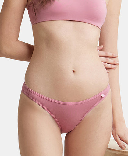 Super Combed Cotton Elastane Low Waist Bikini With Concealed Waistband and StayFresh Treatment - Heather Rose-5