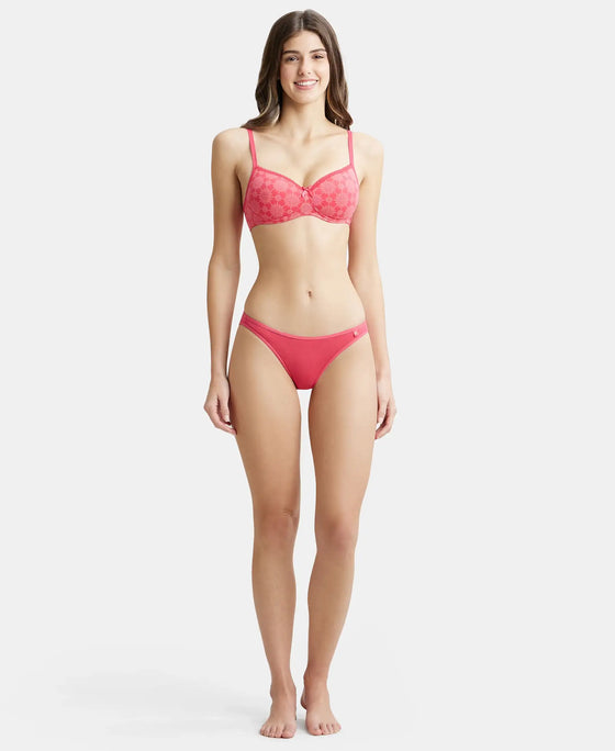 Super Combed Cotton Elastane Low Waist Bikini With Concealed Waistband and StayFresh Treatment - Ruby-4