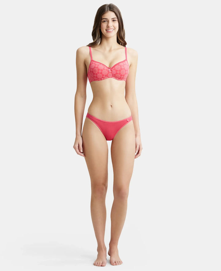 Super Combed Cotton Elastane Low Waist Bikini With Concealed Waistband and StayFresh Treatment - Ruby-4