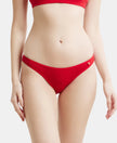 Super Combed Cotton Elastane Low Waist Bikini With Concealed Waistband and StayFresh Treatment - Sangria Red-1