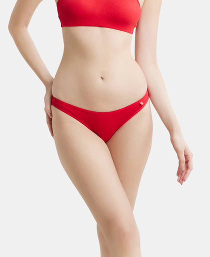 Super Combed Cotton Elastane Low Waist Bikini With Concealed Waistband and StayFresh Treatment - Sangria Red-6