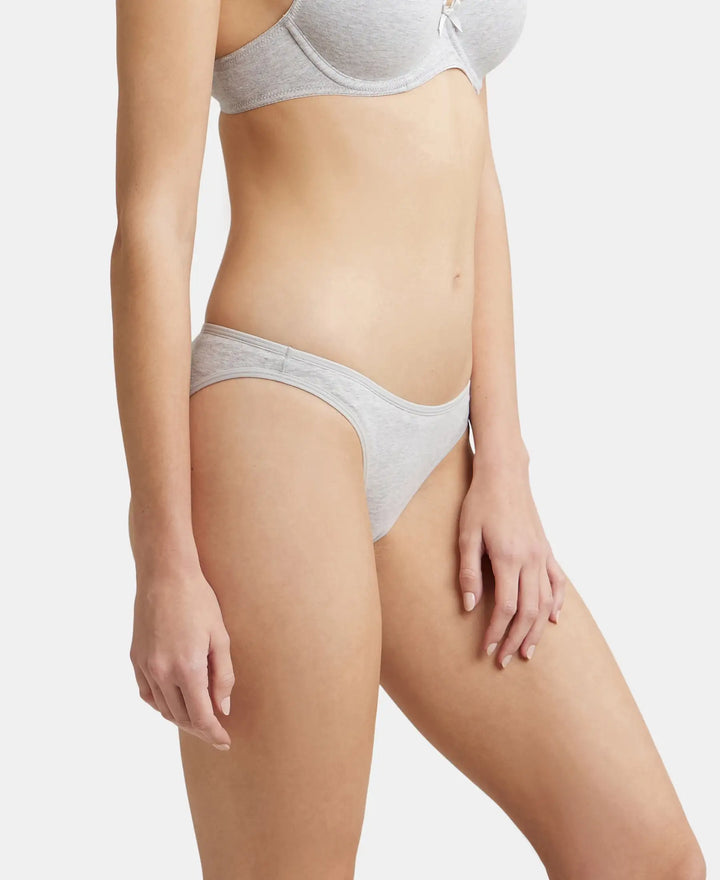 Super Combed Cotton Elastane Low Waist Bikini With Concealed Waistband and StayFresh Treatment - Steel Grey Melange-2