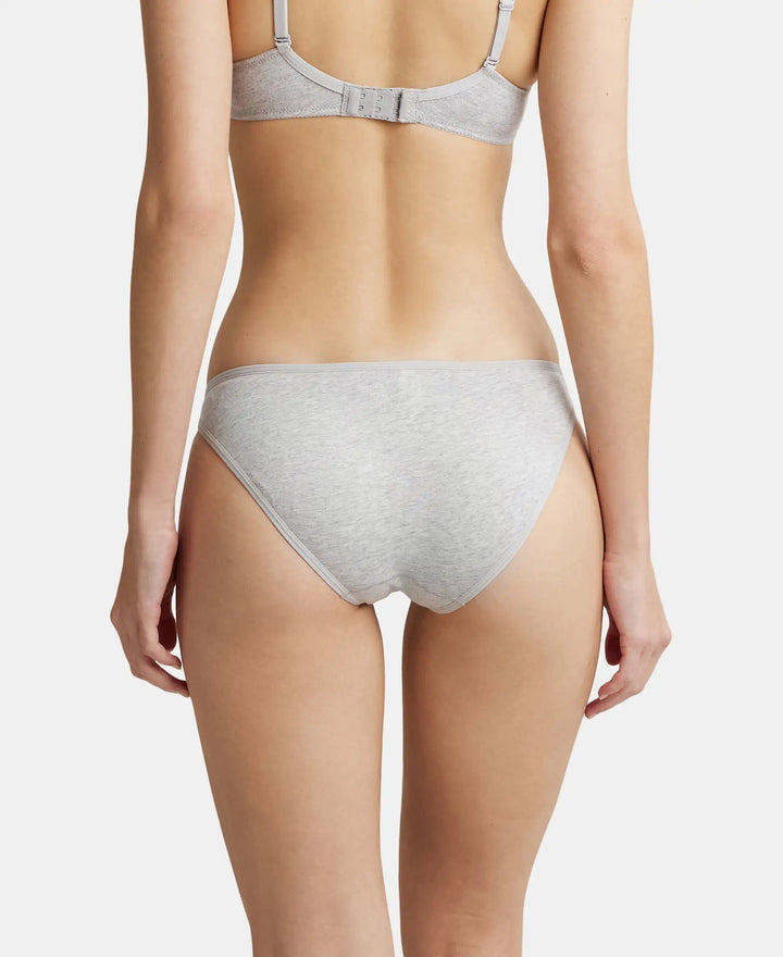 Super Combed Cotton Elastane Low Waist Bikini With Concealed Waistband and StayFresh Treatment - Steel Grey Melange-3