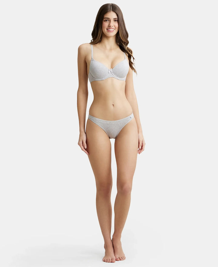 Super Combed Cotton Elastane Low Waist Bikini With Concealed Waistband and StayFresh Treatment - Steel Grey Melange-4