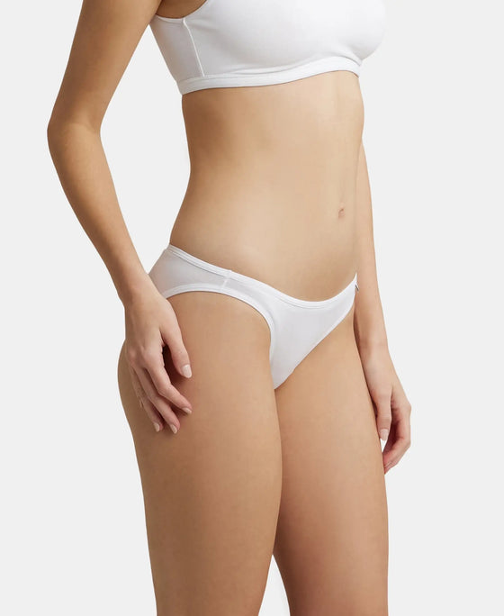 Super Combed Cotton Elastane Low Waist Bikini With Concealed Waistband and StayFresh Treatment - White-2