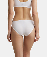 Super Combed Cotton Elastane Low Waist Bikini With Concealed Waistband and StayFresh Treatment - White-3