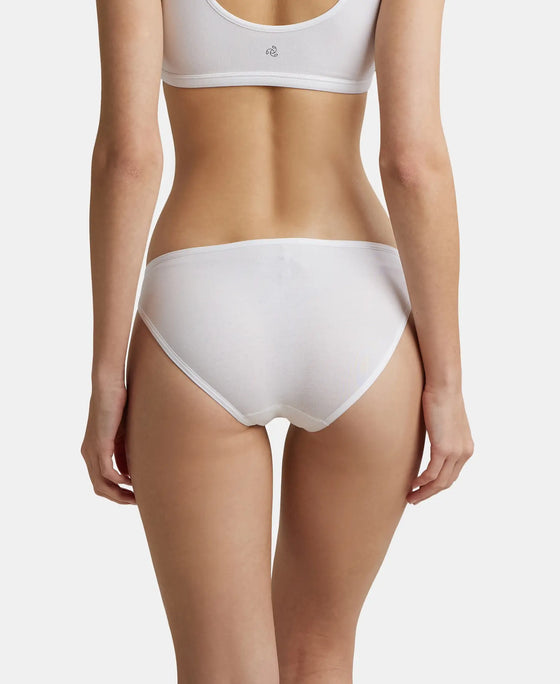 Super Combed Cotton Elastane Low Waist Bikini With Concealed Waistband and StayFresh Treatment - White-3