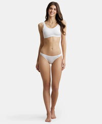 Super Combed Cotton Elastane Low Waist Bikini With Concealed Waistband and StayFresh Treatment - White-4