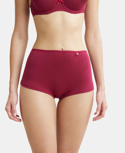 High Coverage Super Combed Cotton Elastane Boy Leg With Concealed Waistband and StayFresh Treatment - Beet Red-1