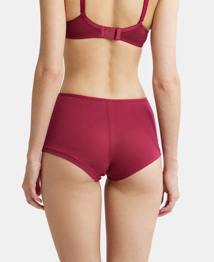 High Coverage Super Combed Cotton Elastane Boy Leg With Concealed Waistband and StayFresh Treatment - Beet Red-3