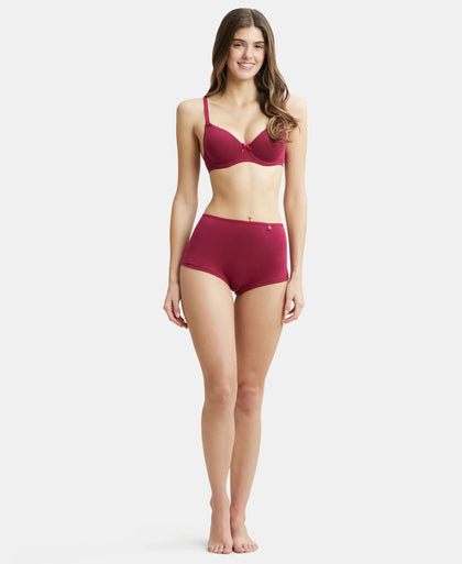 High Coverage Super Combed Cotton Elastane Boy Leg With Concealed Waistband and StayFresh Treatment - Beet Red-4