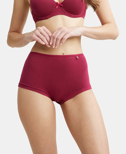 High Coverage Super Combed Cotton Elastane Boy Leg With Concealed Waistband and StayFresh Treatment - Beet Red-6