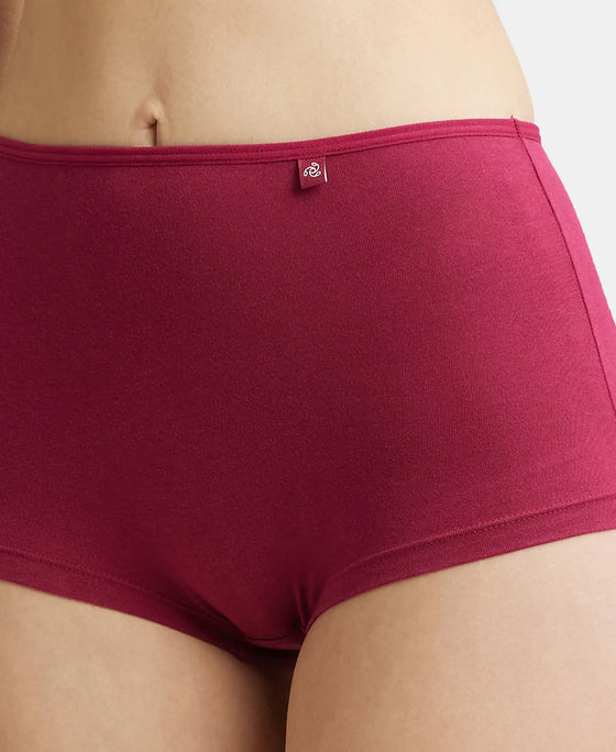 High Coverage Super Combed Cotton Elastane Boy Leg With Concealed Waistband and StayFresh Treatment - Beet Red-7