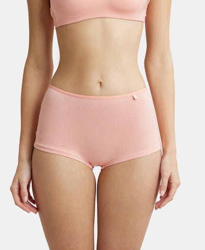 High Coverage Super Combed Cotton Elastane Boy Leg With Concealed Waistband and StayFresh Treatment - Candlelight Peach-1