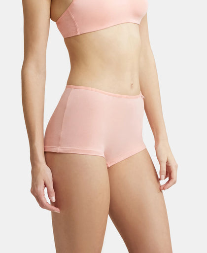 High Coverage Super Combed Cotton Elastane Boy Leg With Concealed Waistband and StayFresh Treatment - Candlelight Peach-2
