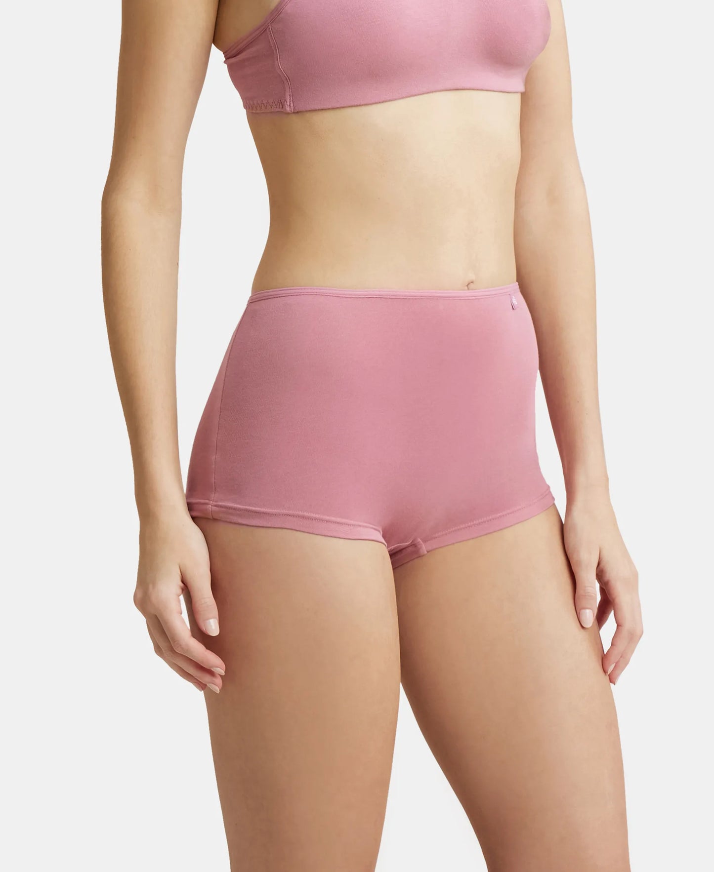High Coverage Super Combed Cotton Elastane Boy Leg With Concealed Waistband and StayFresh Treatment - Heather Rose-2