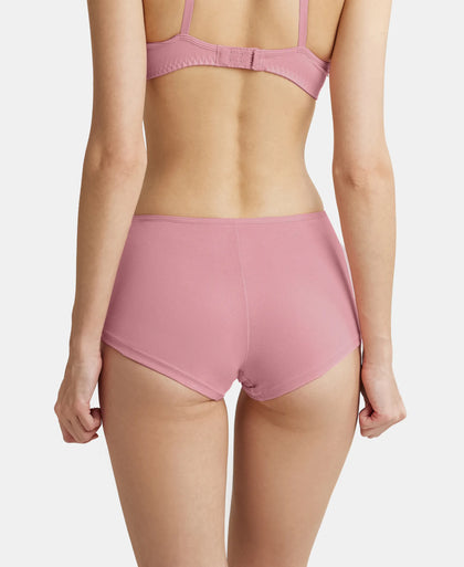 High Coverage Super Combed Cotton Elastane Boy Leg With Concealed Waistband and StayFresh Treatment - Heather Rose-3