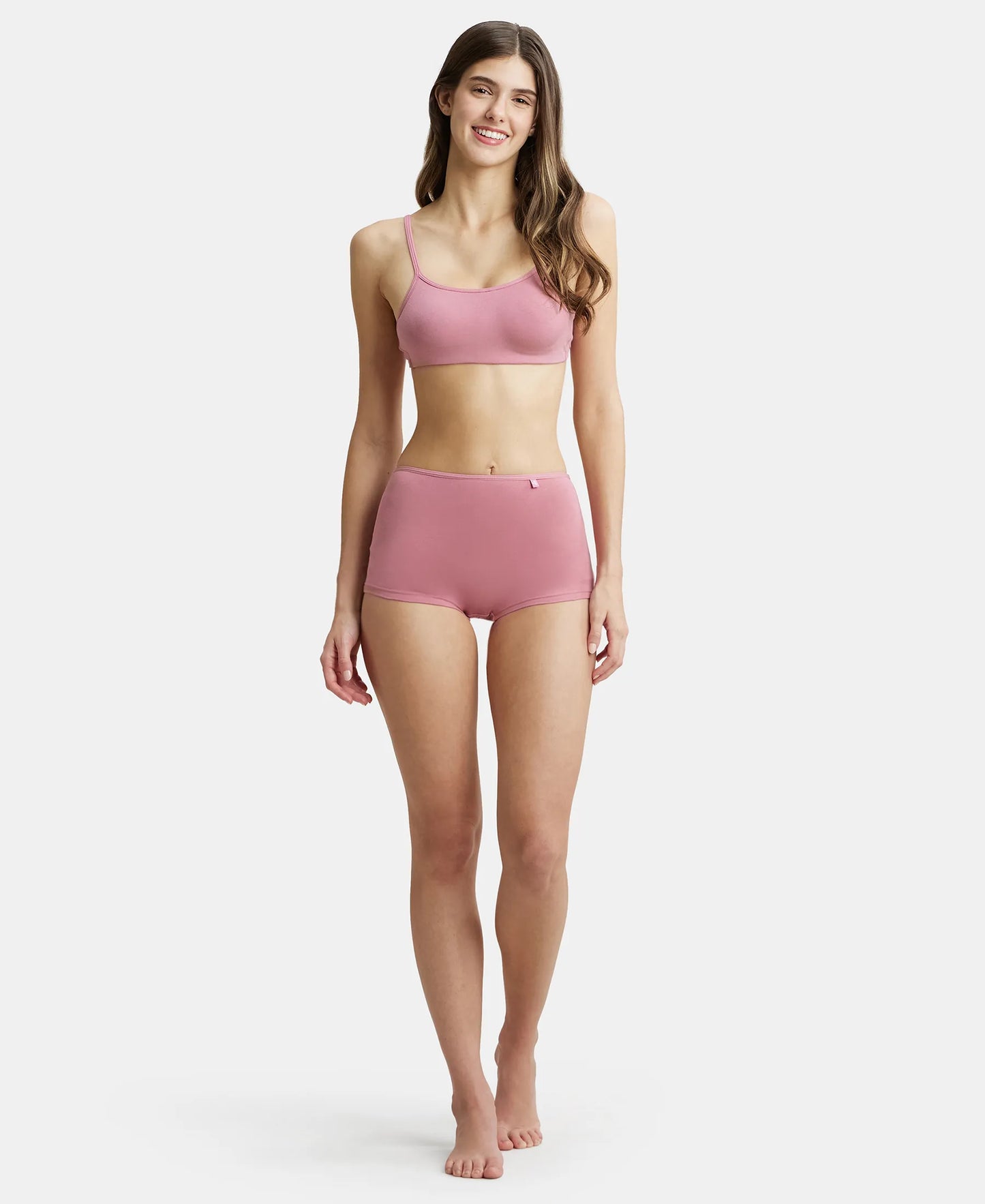 High Coverage Super Combed Cotton Elastane Boy Leg With Concealed Waistband and StayFresh Treatment - Heather Rose-4
