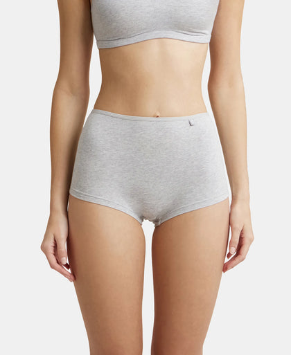 High Coverage Super Combed Cotton Elastane Boy Leg With Concealed Waistband and StayFresh Treatment - Steel Grey Melange-1