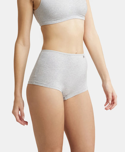 High Coverage Super Combed Cotton Elastane Boy Leg With Concealed Waistband and StayFresh Treatment - Steel Grey Melange-2