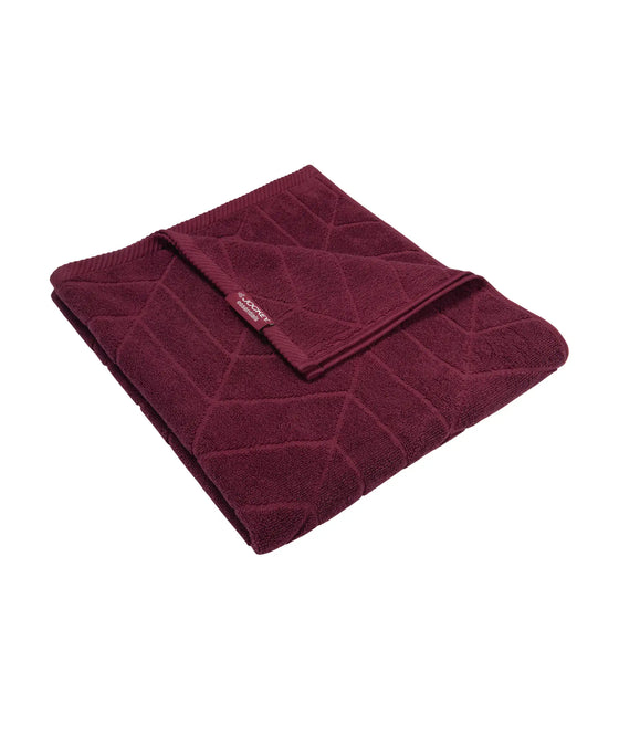 Cotton Terry Ultrasoft and Durable Patterned Bath Towel - Burgundy-2