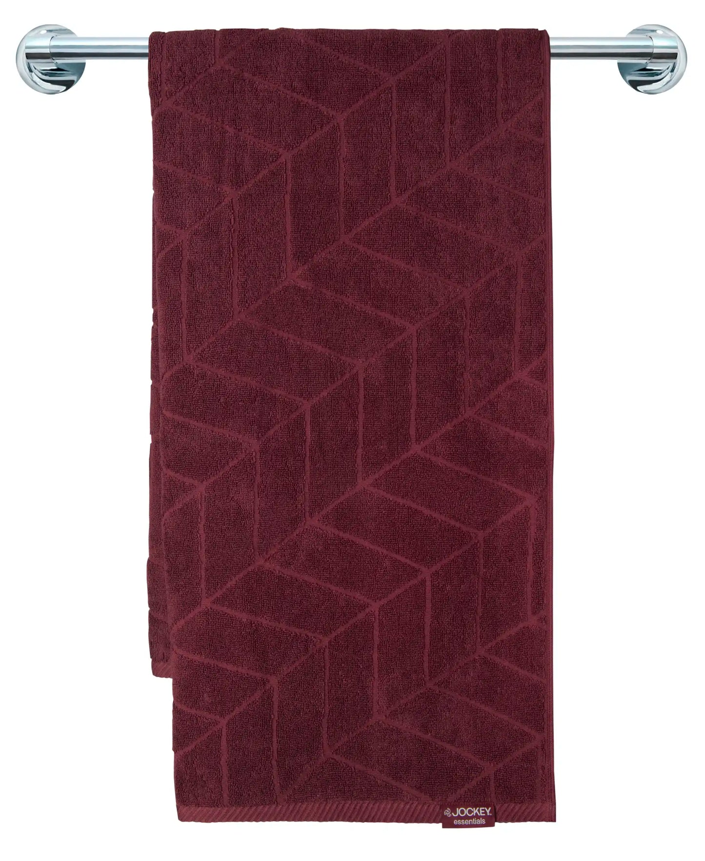 Cotton Terry Ultrasoft and Durable Patterned Bath Towel - Burgundy-3