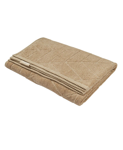 Cotton Terry Ultrasoft and Durable Patterned Bath Towel - Camel-1