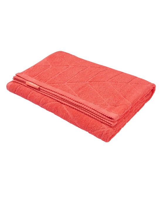 Cotton Terry Ultrasoft and Durable Patterned Bath Towel - Coral-1