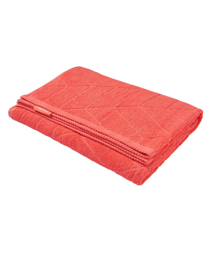 Cotton Terry Ultrasoft and Durable Patterned Bath Towel - Coral-1