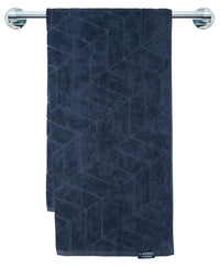 Cotton Terry Ultrasoft and Durable Patterned Bath Towel - Navy-3