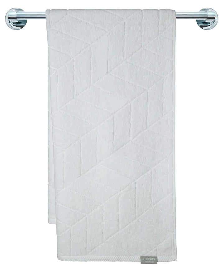 Cotton Terry Ultrasoft and Durable Patterned Bath Towel - White-3