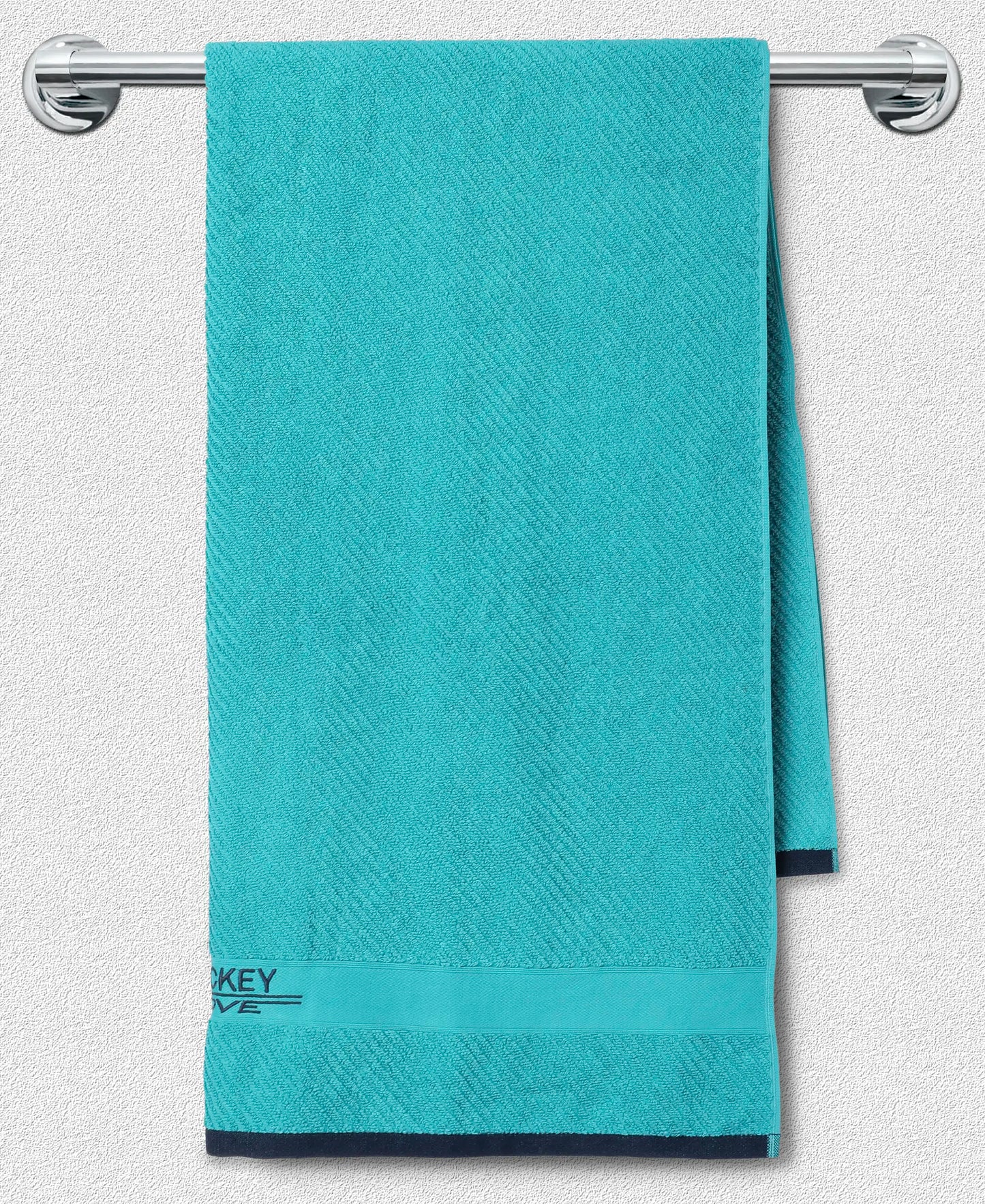 Cotton Rich Terry Ultrasoft and Durable Solid Bath Towel - Caribbean Turquoise-3
