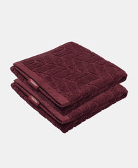 Cotton Terry Ultrasoft and Durable Patterned Hand Towel - Burgundy-1