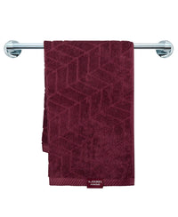 Cotton Terry Ultrasoft and Durable Patterned Hand Towel - Burgundy-4