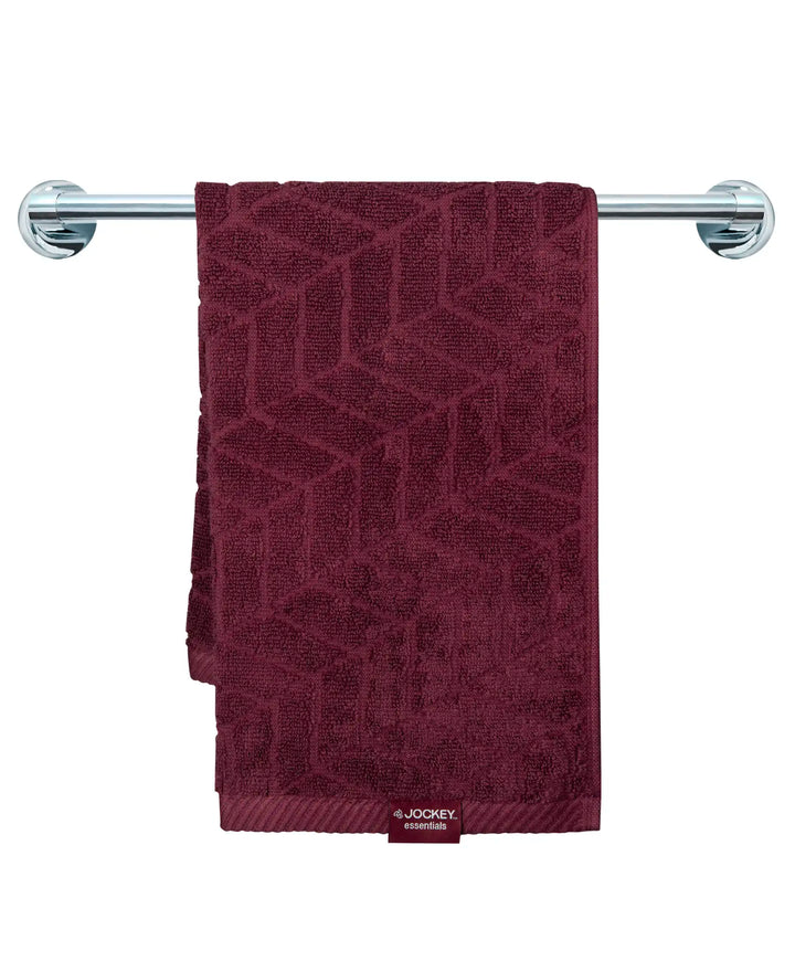 Cotton Terry Ultrasoft and Durable Patterned Hand Towel - Burgundy-4