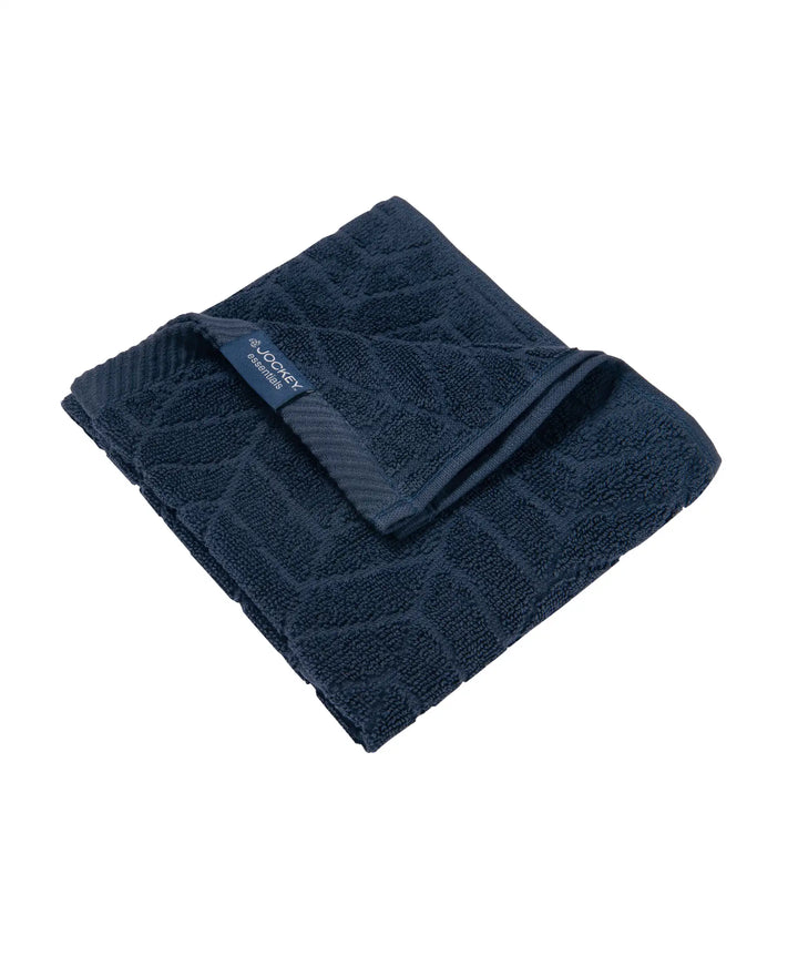 Cotton Terry Ultrasoft and Durable Patterned Hand Towel - Navy-3