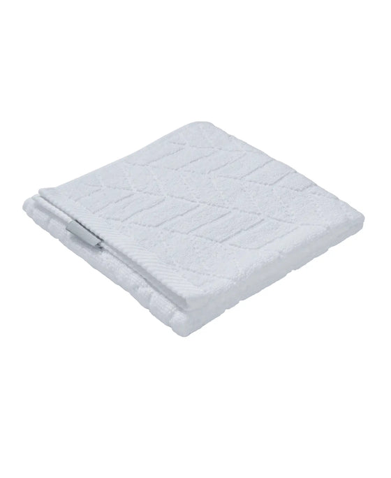 Cotton Terry Ultrasoft and Durable Patterned Hand Towel - White-2