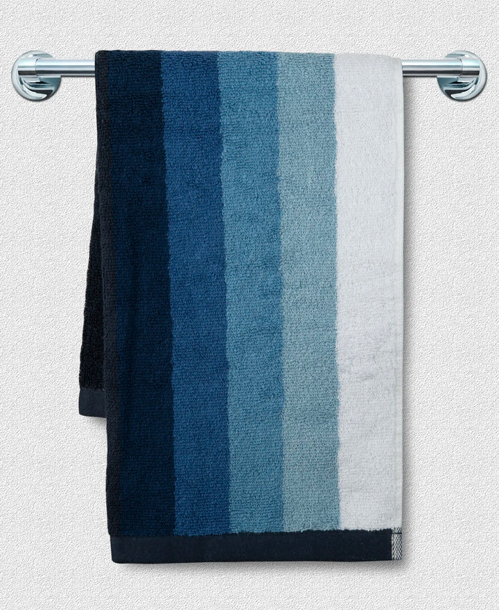 Cotton Terry Ultrasoft and Durable Striped Hand Towel - Navy-4
