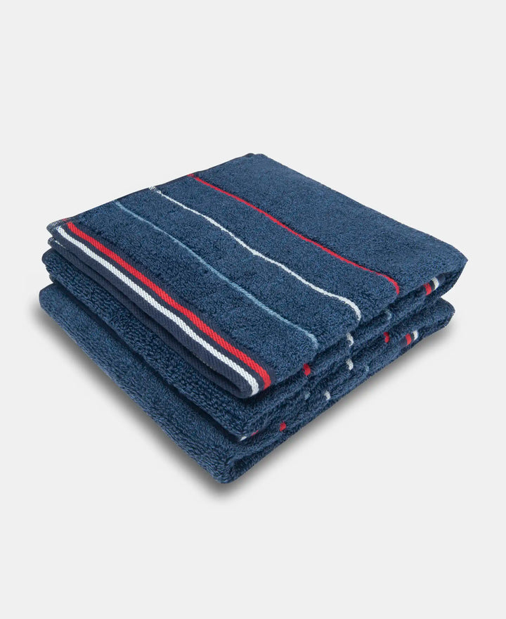 Cotton Rich Terry Ultrasoft and Durable Striped Hand Towel - Ink Blue Grindle-1