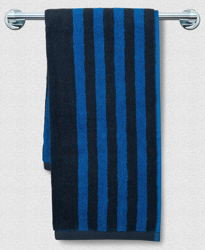 Cotton Terry Ultrasoft and Durable Striped Gym Towel - Cobalt Blue-4