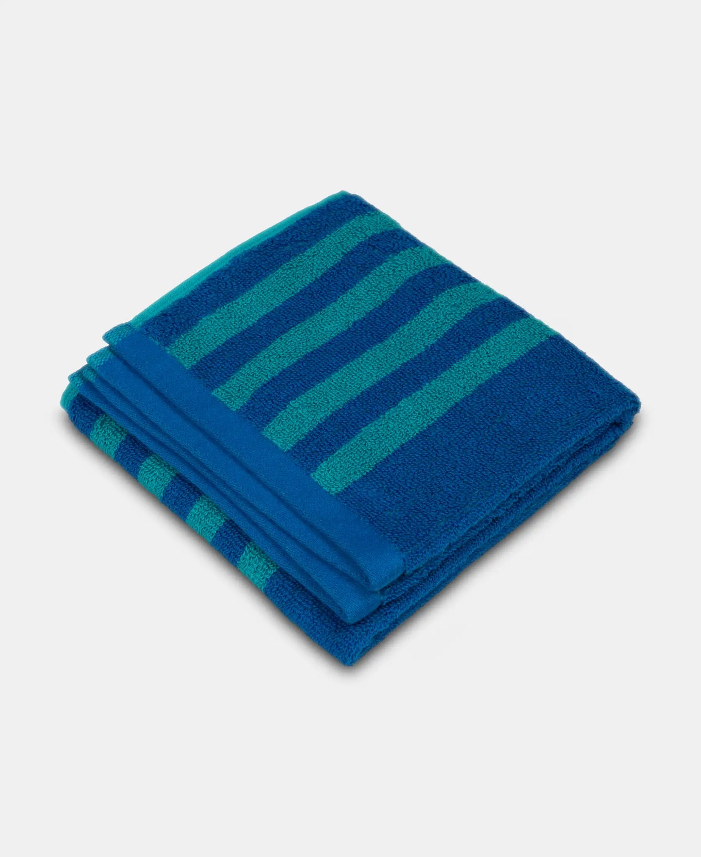 Cotton Terry Ultrasoft and Durable Striped Gym Towel - Caribbean Turquoise-2