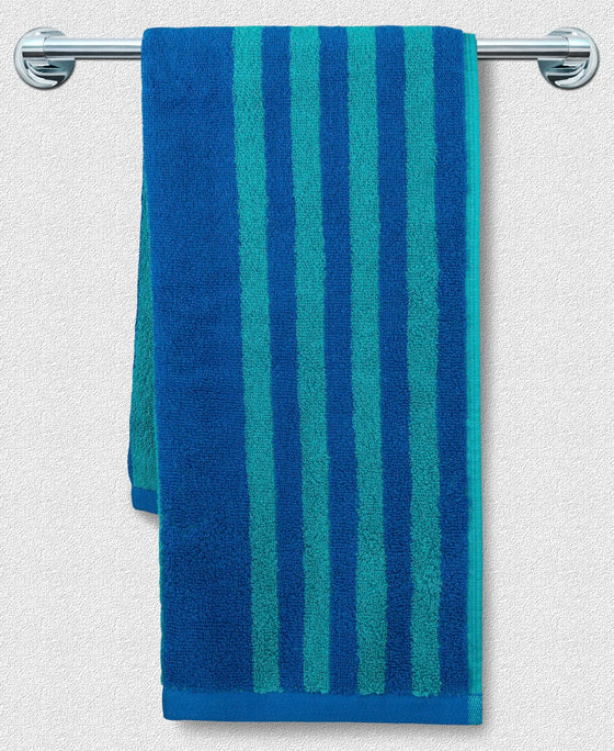 Cotton Terry Ultrasoft and Durable Striped Gym Towel - Caribbean Turquoise-4