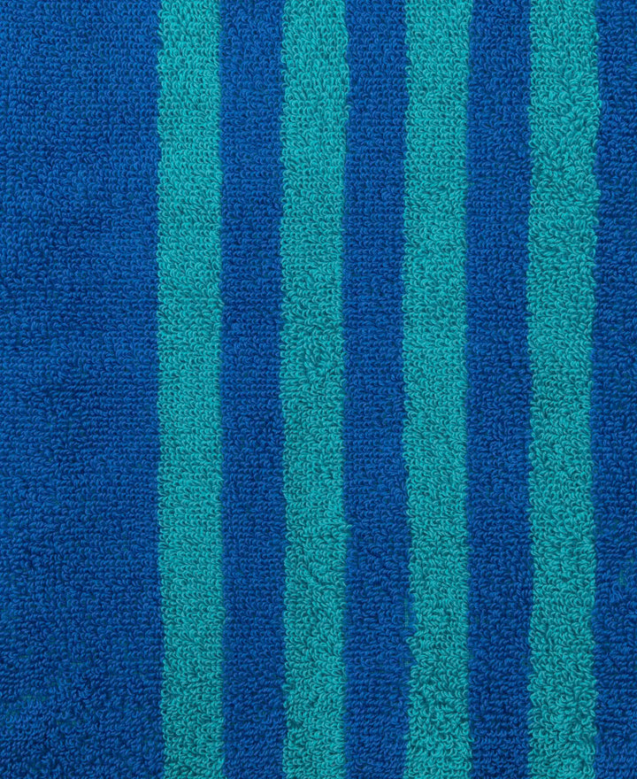 Cotton Terry Ultrasoft and Durable Striped Gym Towel - Caribbean Turquoise-5