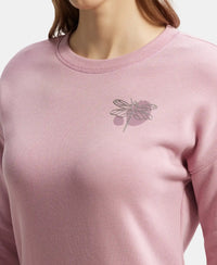 Super Combed Cotton Rich Fleece Fabric Printed Sweatshirt with Drop Shoulder Styling - Lilas-6
