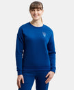 Super Combed Cotton Rich Fleece Fabric Printed Sweatshirt with Drop Shoulder Styling - Navy Peony-1