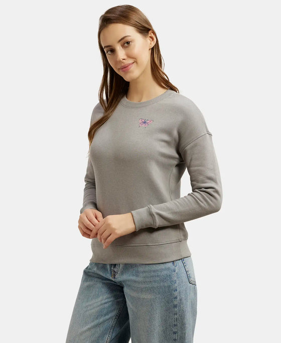Super Combed Cotton Rich Fleece Fabric Printed Sweatshirt with Drop Shoulder Styling - Sky Rocket-2